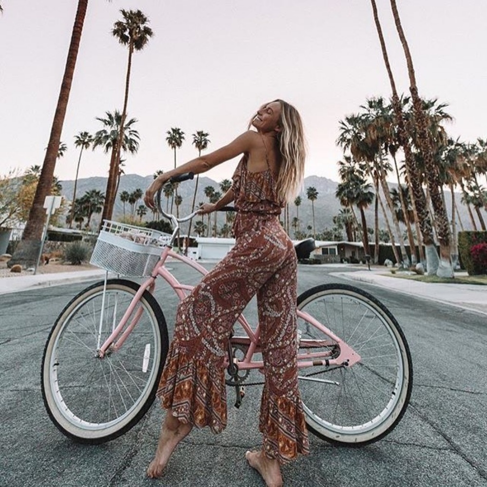 Spell Rust Paisley Print Strapless Jumpsuit